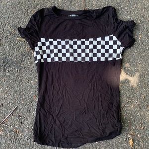 Black checkerboard T-shirt